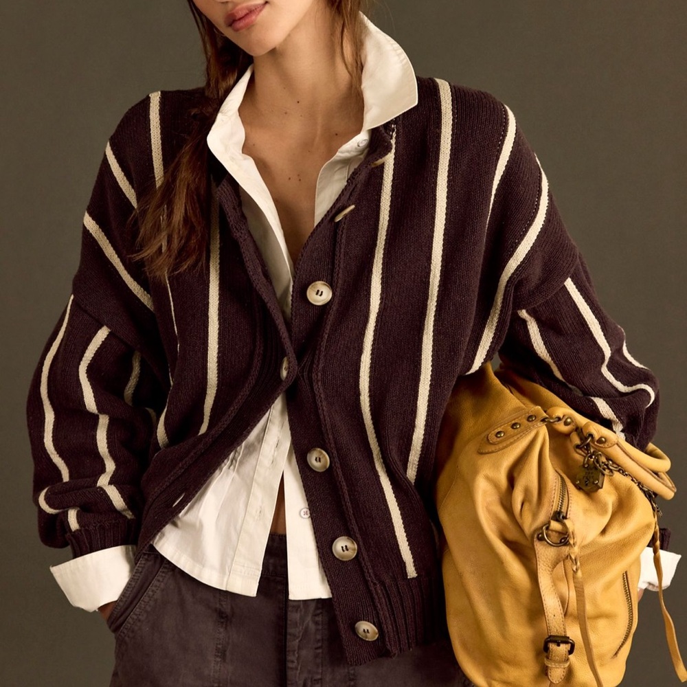 We the free Valencia cardigan brown stripes NEW